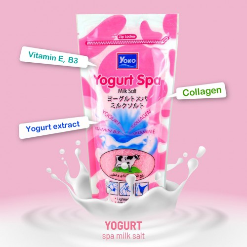 Солевой скраб для тела с Йогуртом, коллагеном и витаминами Yoko Spa Salt, Пакет 300 гр. Таиланд