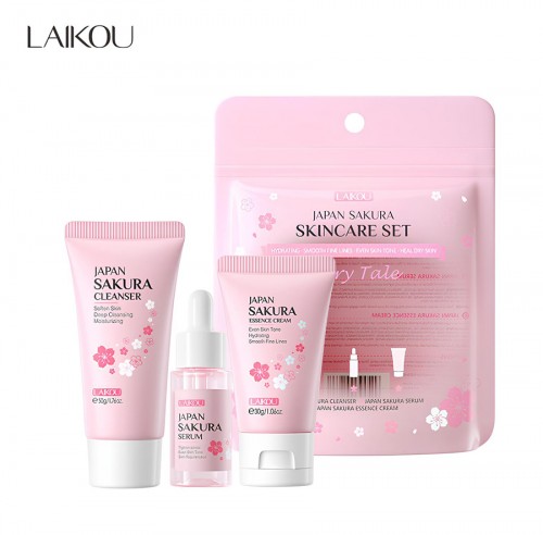 Набор уходовой косметики с экстрактом сакуры Laikou Japan Sakura Skincare Set (Пенка + Сыворотка + Крем для лица)