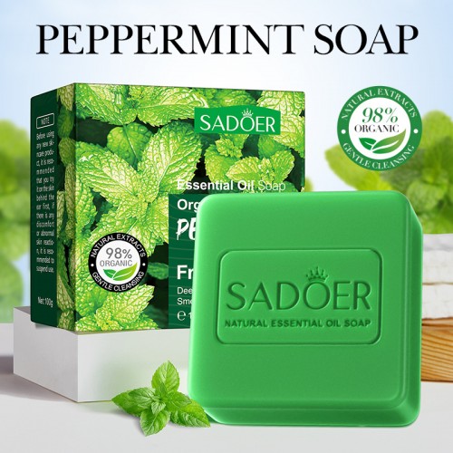 Мыло для лица и тела с экстрактом МЯТЫ Sadoer Organic Mint Fragrant Soap, 100 гр.