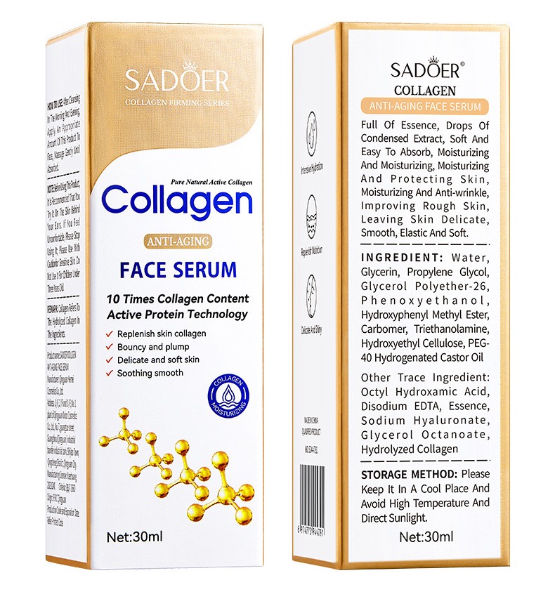 Увлажняющая антивозрастная сыворотка для лица с коллагеном SADOER Collagen Anti-Aging Face Serum, 30 мл.