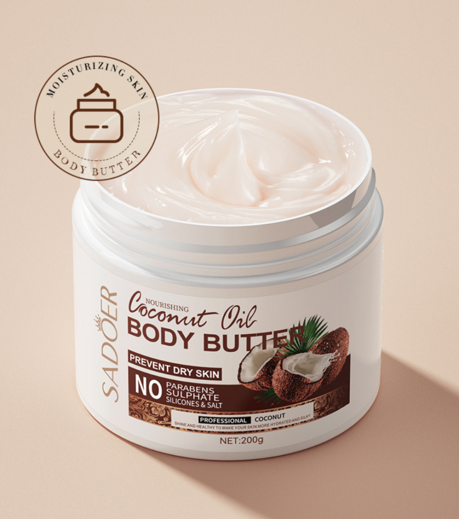 Питательный крем-баттер для тела с экстрактом кокоса SADOER Nourishing Coconut Oil Body Butter, 200 гр.