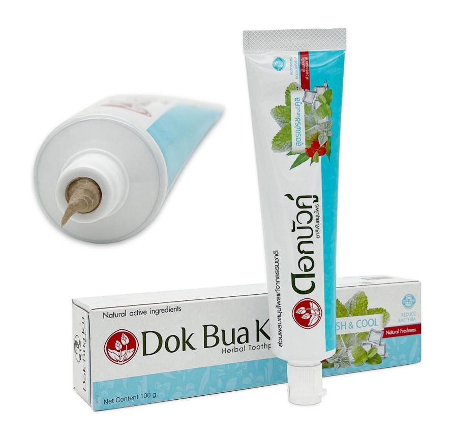 Зубная паста растительная с травами "Свежесть и прохлада" Dok Bua Ku Herbal Toothpaste Fresh & Cool, 40 гр. Таиланд