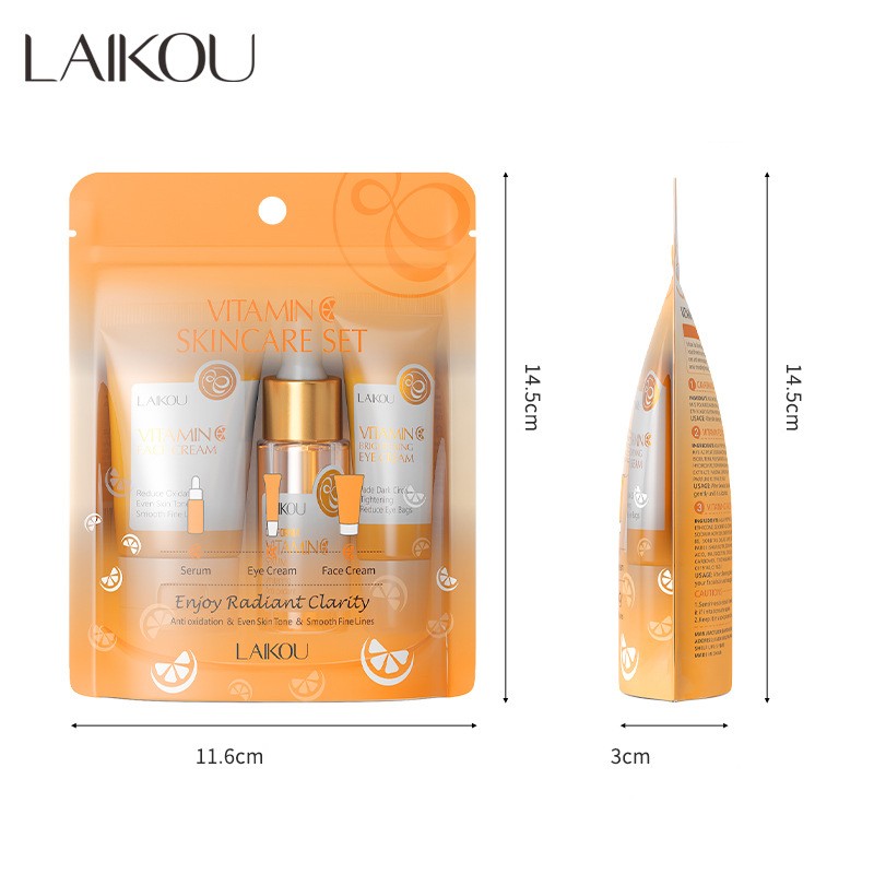 Набор уходовой косметики с Витамином С Laikou Vitamin C Skincare Set (Крем для лица + Сыворотка + Крем для глаз)
