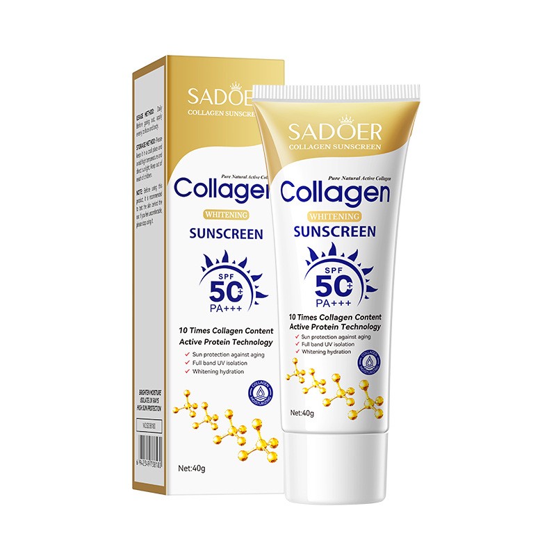 Солнцезащитный крем для лица с коллагеном SPF50+ PA+++ Sadoer, 40 гр.