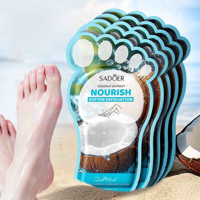 Увлажняющая маска-носочки для ног КОКОС Sadoer, 1 пара.