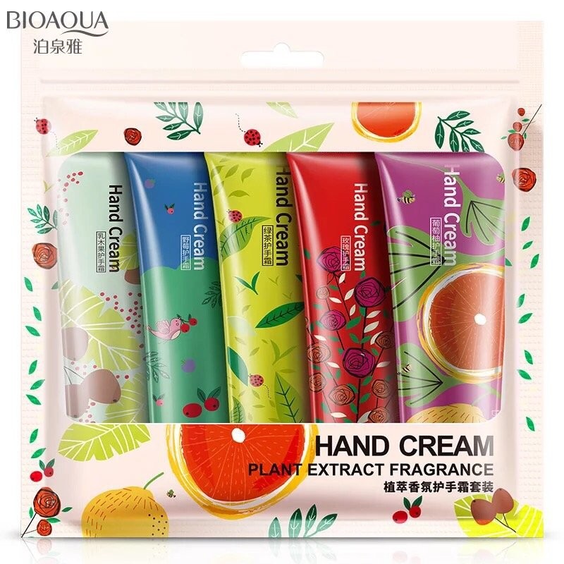 Набор парфюмированных кремов для рук 5 штук Hand Cream Plant Extract Bioaqua