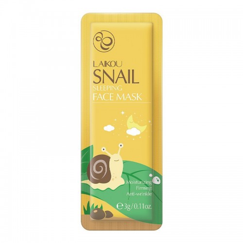 Ночная несмываемая маска для лица с муцином улитки LAIKOU Snail Sleeping Face Mask, 3 гр.