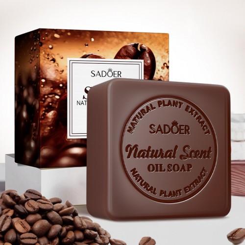 Мыло для лица и тела с КОФЕ Sadoer Natural Caffeine Oil, 100 гр.