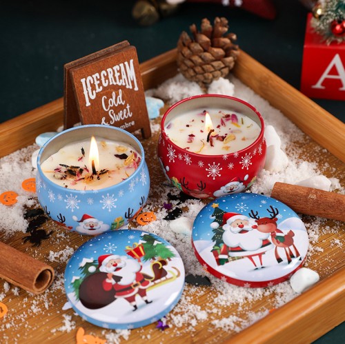 Свеча ароматическая Новогодняя в банке на соевом воске с эфирными маслами