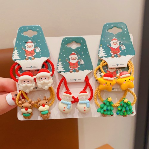 Детские Новогодние резинки для волос с фигурками, Набор 10 шт.