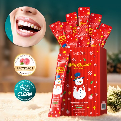 Ополаскиватели для полости рта с пробиотиком ПЕРСИК-МЯТА Sadoer, Набор 20 шт. по 10 мл.