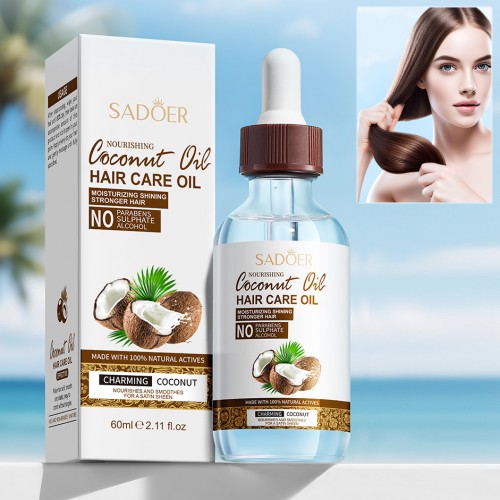 Восстанавливающее масло для волос с Кокосом укрепление и питание Sadoer, 60 мл.