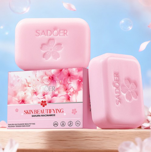 Мыло для лица и тела с сакурой и ниацинамидом Sadoer, 100 гр.