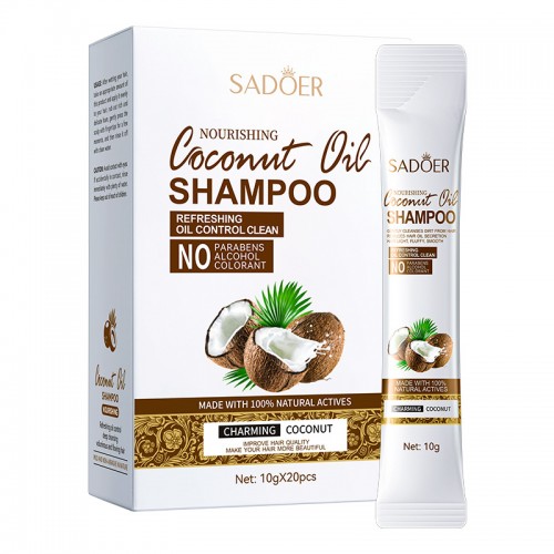 Набор шампуней для волос с кокосом SADOER, 20 стиков по 10 мл.