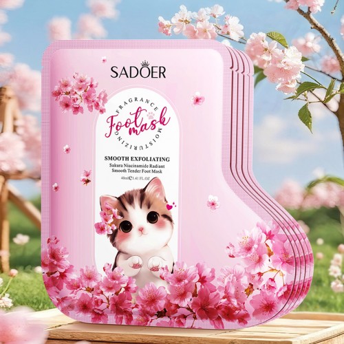 Маска-носочки для ног увлажняющая с экстрактом Сакуры и ниацинамидом Sadoer, 1 пара. 