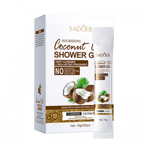Увлажняющий гель для душа с экстрактом кокоса Sadoer, 20 стиков по 10 мл.