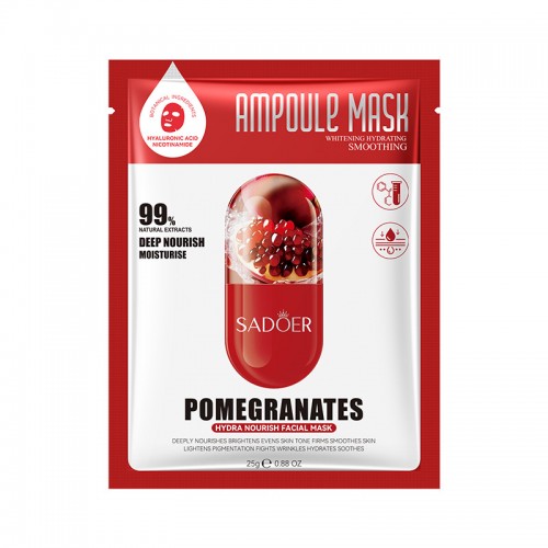 Тканевая маска антиоксидантная с экстрактом граната Sadoer