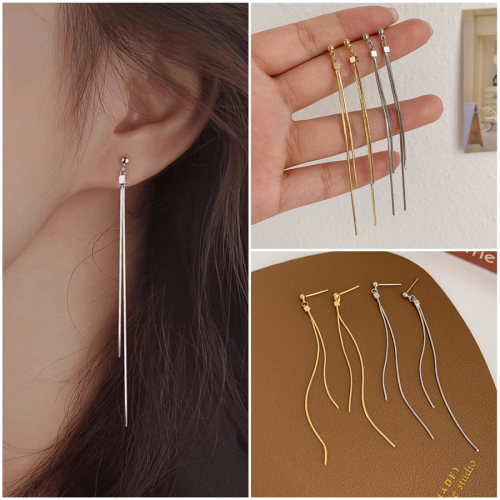 Серьги висячие цепочки с шариком, 7,7 см.