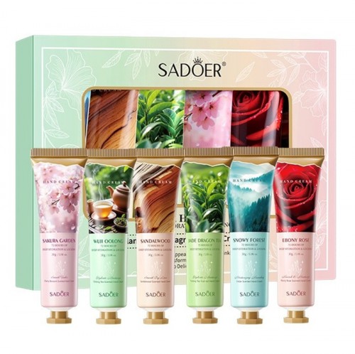 Набор парфюмированных кремов для рук в коробке Sadoer, 6 шт. * 30 гр.