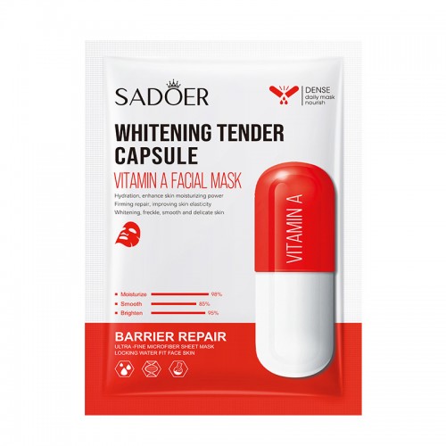 Тканевая маска для лица осветляющая с витамином А SADOER