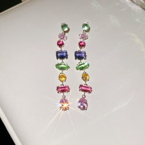 Серьги "Дофаминовые" с кристаллами разной формы и цвета в стиле Swarovski