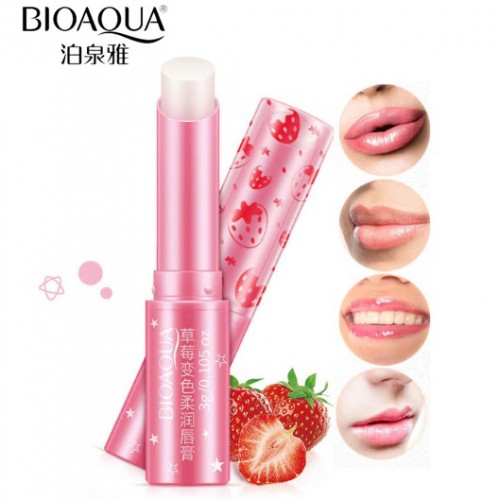 Бальзам для губ проявляющийся розовым оттенком с клубникой BIOAQUA LIP BALM STRAWBERRY